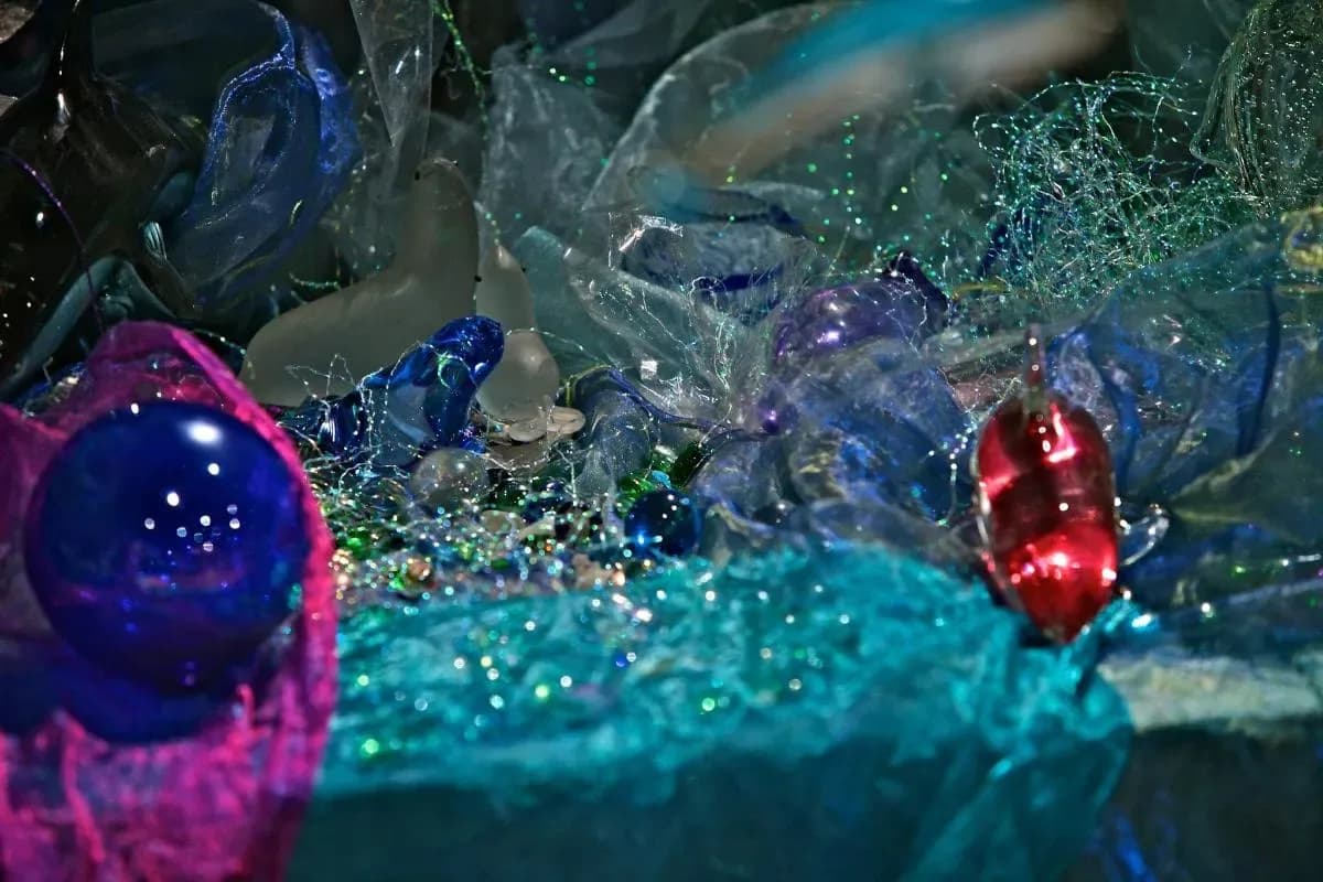 a bunch of glass ornaments on a table