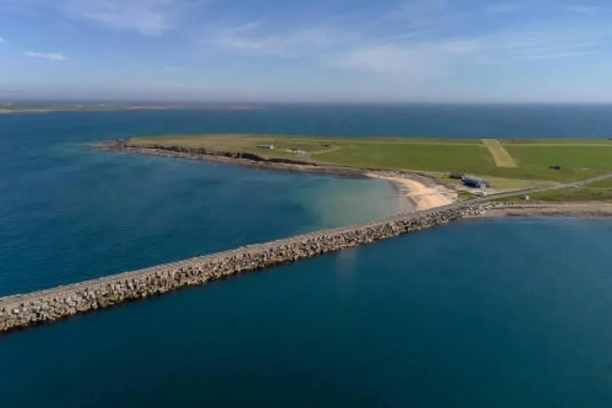 an island in the middle of a body of water